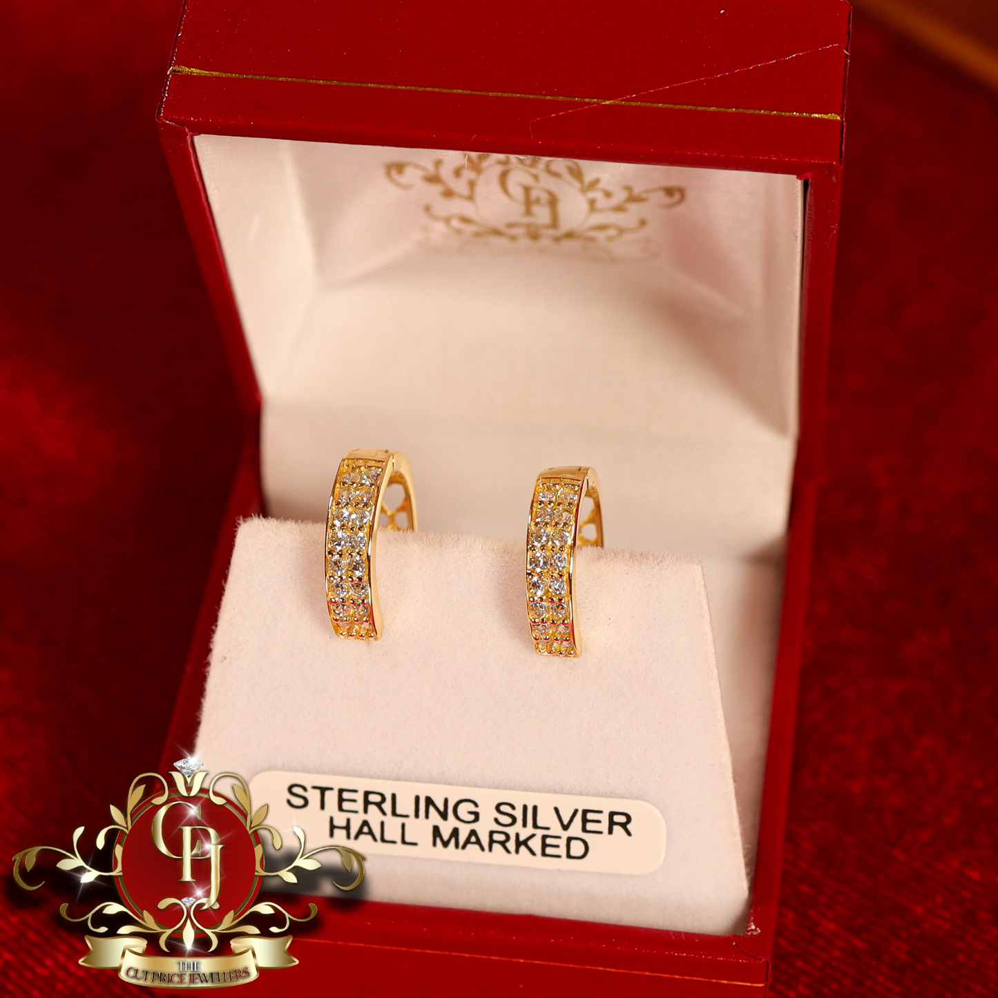 CHRISTMAS DROP NO.5: "Macie" Hoop Earrings (Gold-Plated with Cubic Zirconia) | The Cut Price Jewellers