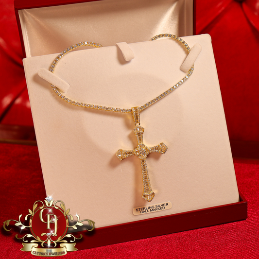 Gold-Plated "Madison" Cross & Tennis Chain | The Cut Price Jewellers