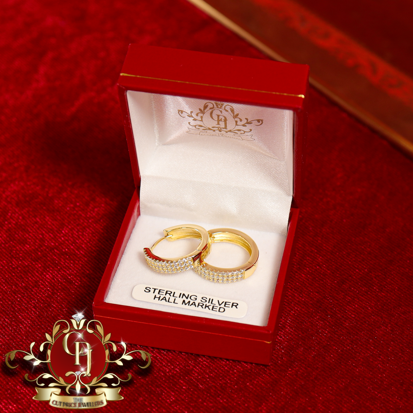 The "Michelle" Huggie Earrings (Gold-Plated with Cubic Zirconia) | The Cut Price Jewellers