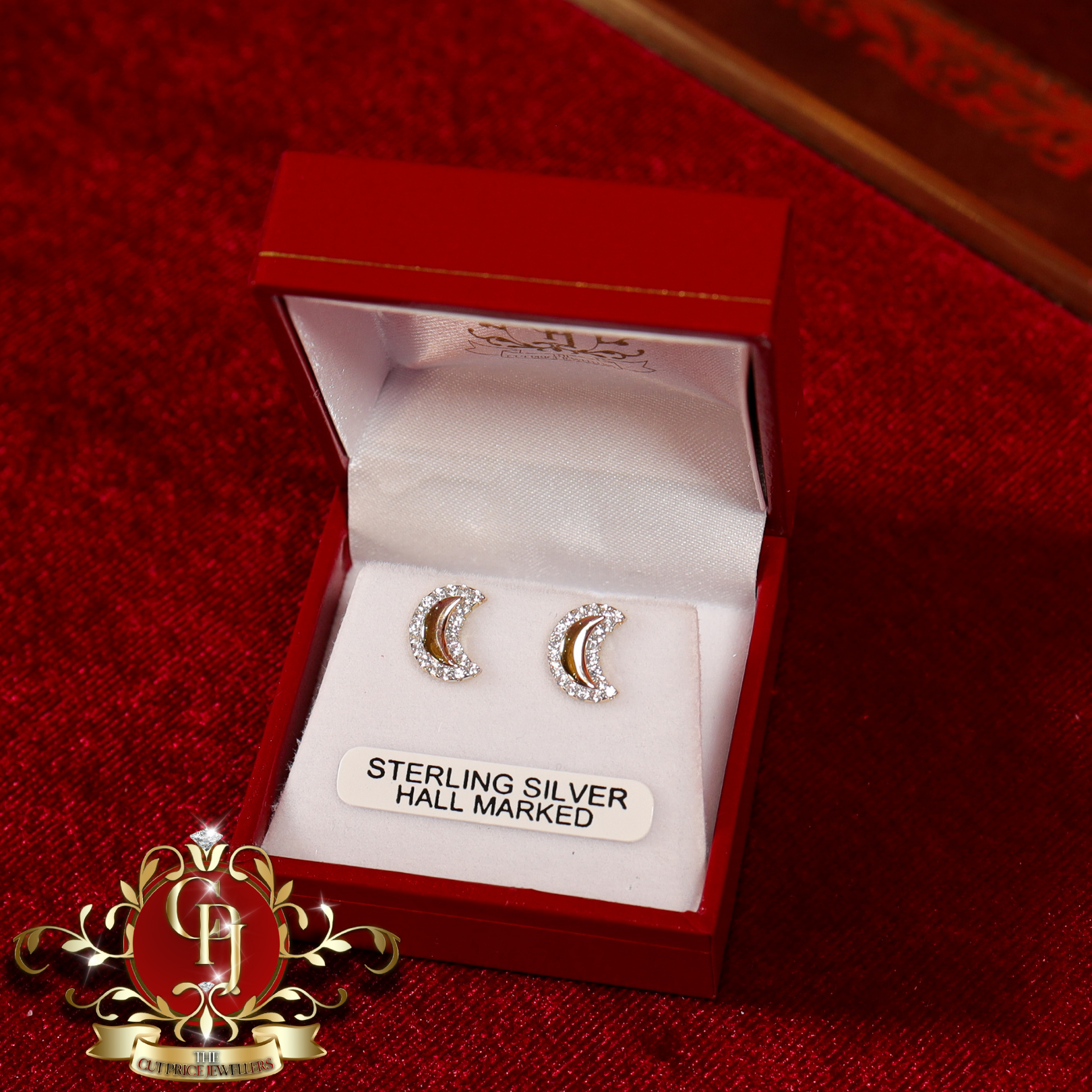 The "Moon" Studs (Gold-Plated with Cubic Zirconia)