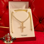 Gold-Plated Sterling Silver "Nevada" Tennis Chain & Cross with Cubic Zirconia
