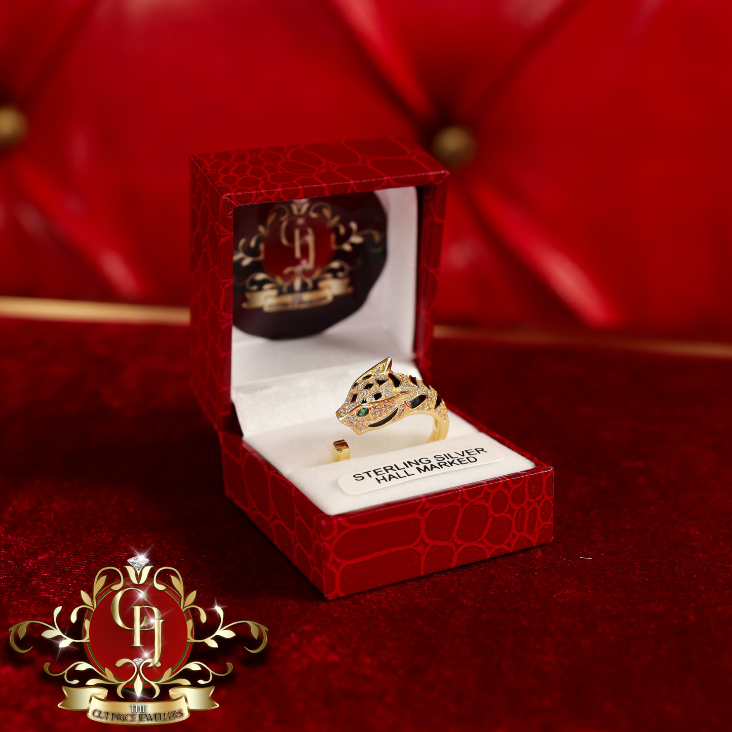 CHRISTMAS DROP NO.3: Gold-Plated "Panther" Adjustable Ring with Cubic Zirconia | The Cut Price Jewellers