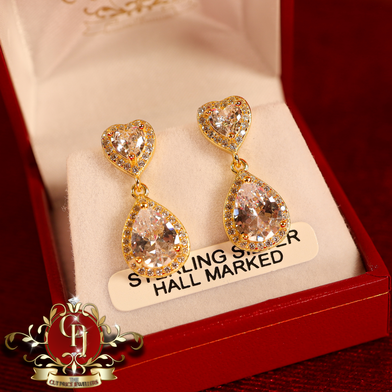 CHRISTMAS Drop Earrings (Gold-Plated with Cubic Zirconia)