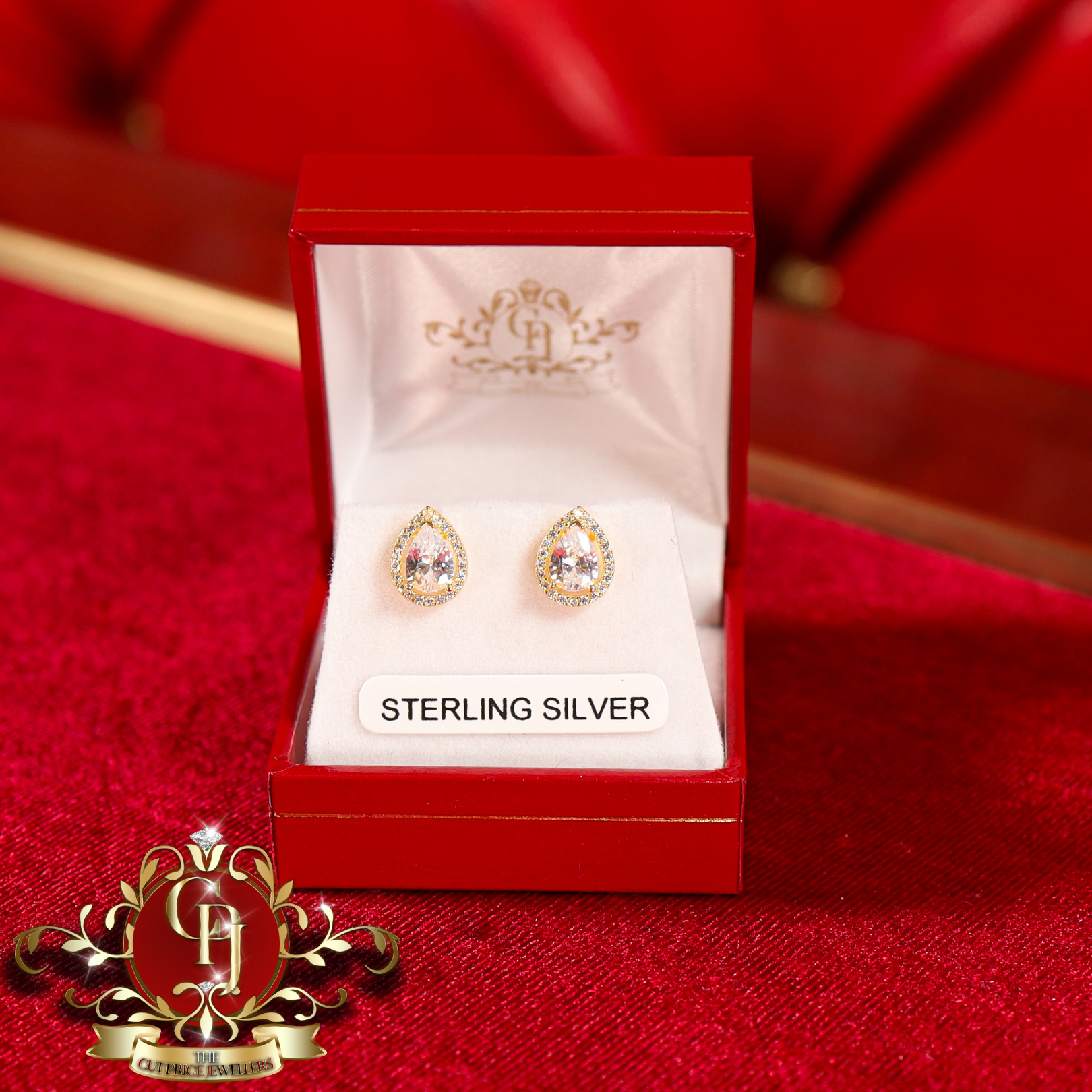 The "2-in-1" Pear Studs (Gold-Plated with Cubic Zirconia)