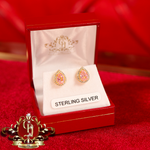 The "2-in-1" Pear Studs (Gold-Plated with Pink Cubic Zirconia)