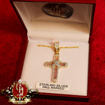 Sterling Silver Pink Cross 2 (Gold-Plated)