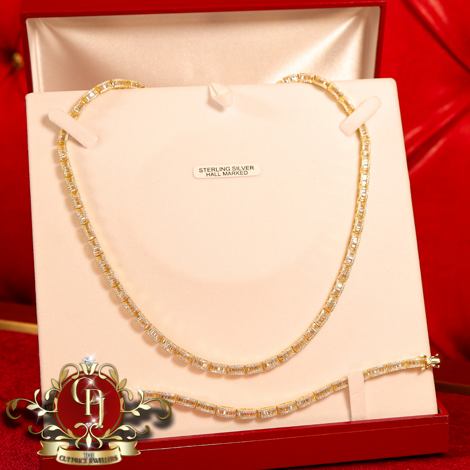 "Priya" Tennis Set (Gold-Plated with Cubic Zirconia)
