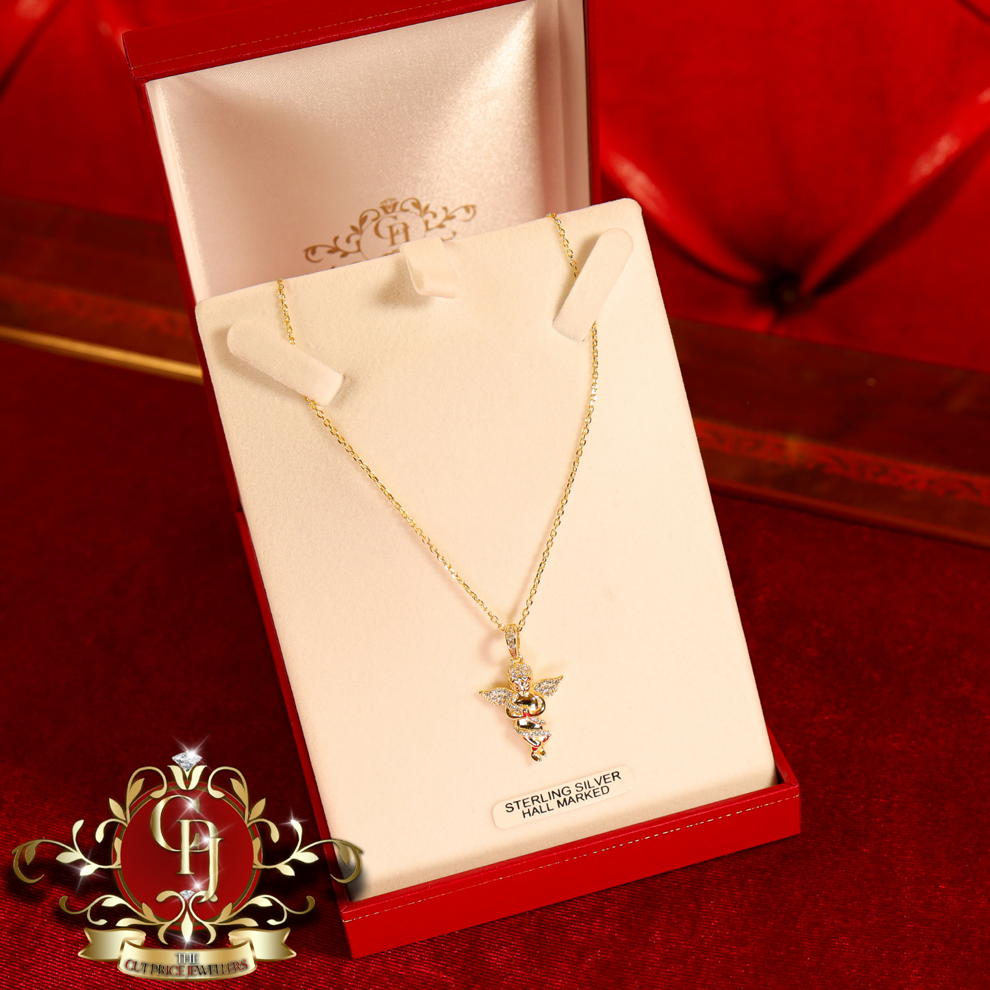 CHRISTMAS DROP NO.5: The "Rayna Angel" Pendant (Gold-Plated with Cubic Zirconia) | The Cut Price Jewellers