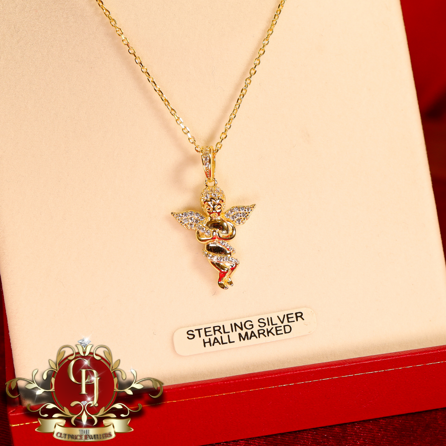 CHRISTMAS DROP NO.5: The "Rayna Angel" Pendant (Gold-Plated with Cubic Zirconia) | The Cut Price Jewellers