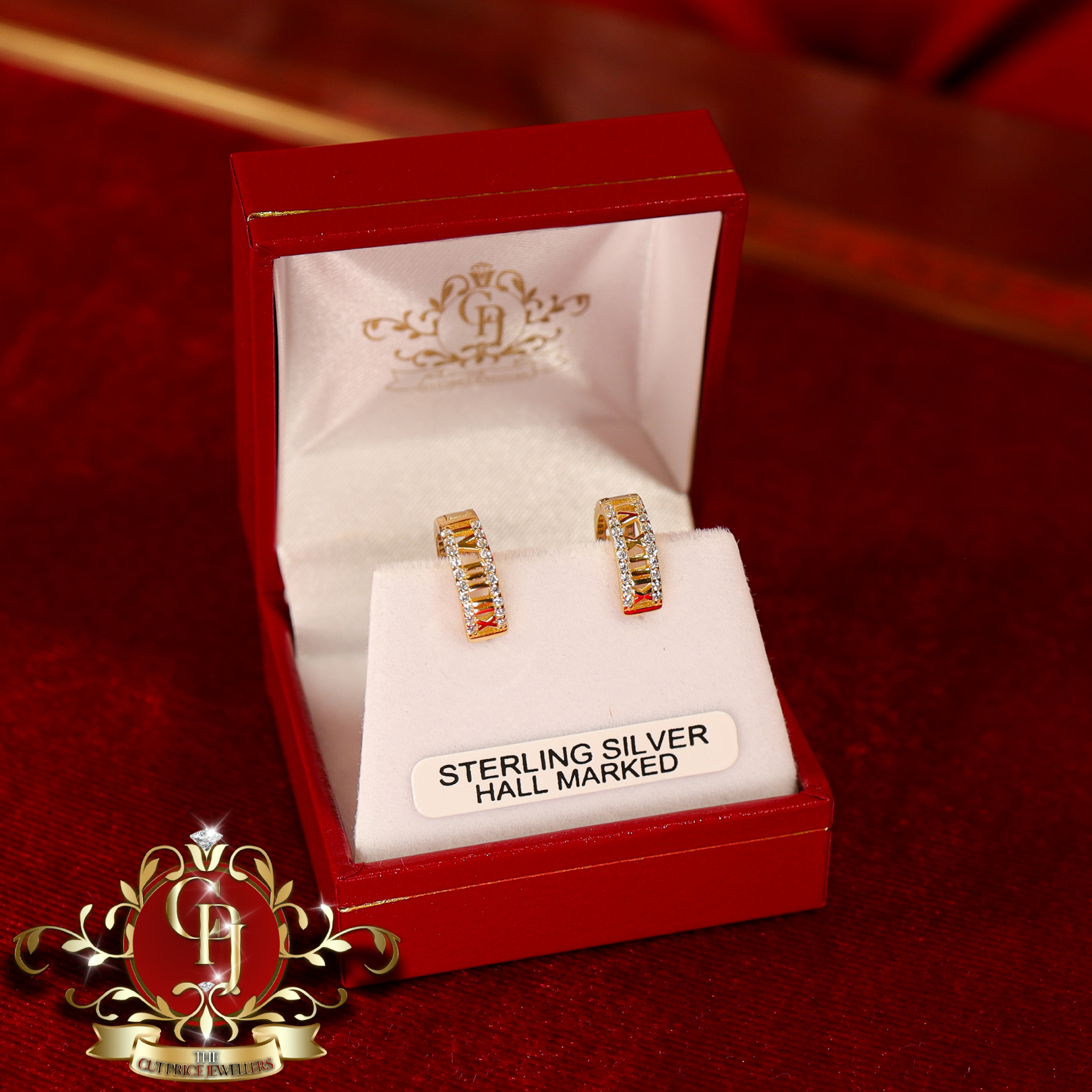 CHRISTMAS DROP Mini Hoop Earrings (Gold-Plated with Cubic Zirconia)