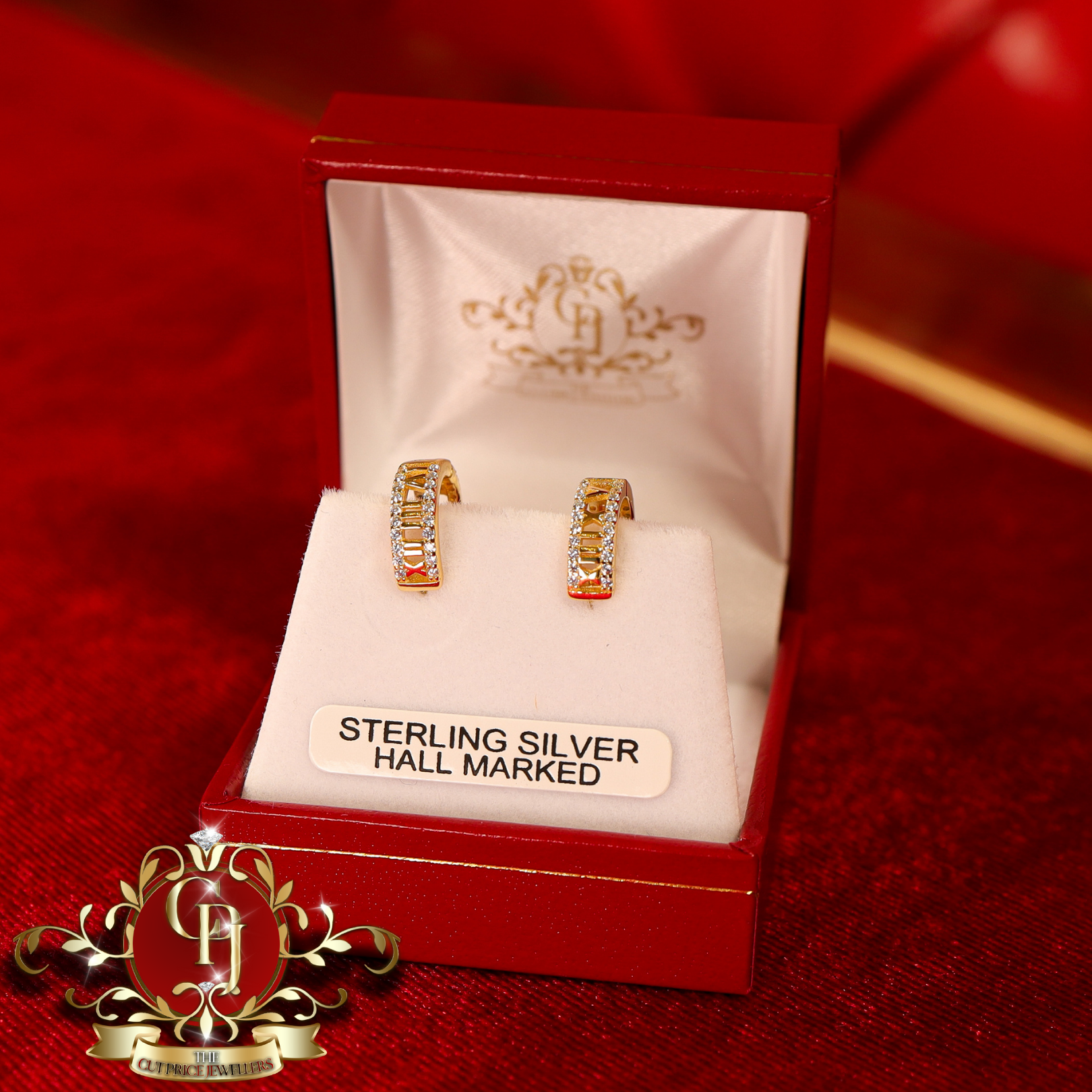 CHRISTMAS DROP Mini Hoop Earrings (Gold-Plated with Cubic Zirconia)