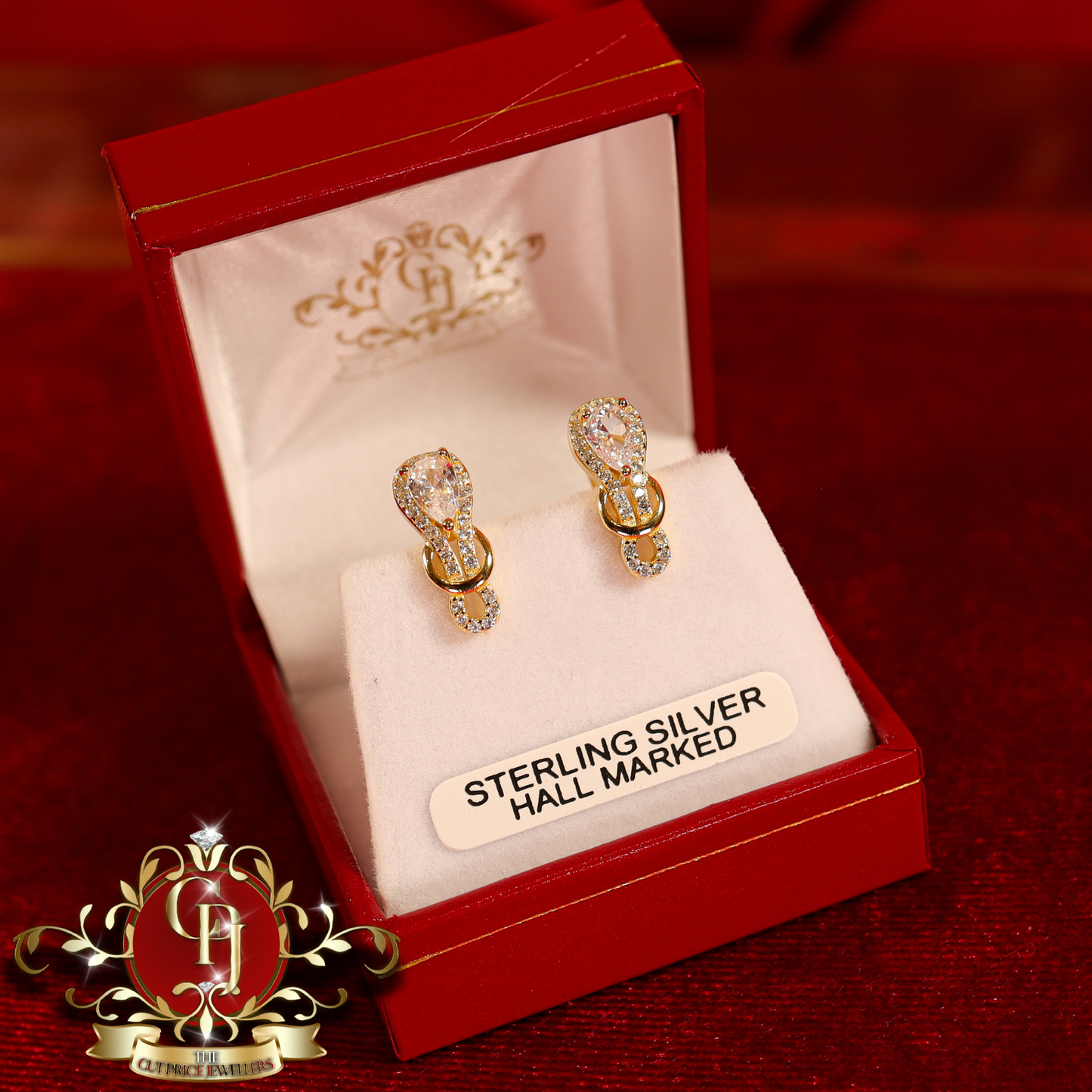 CHRISTMAS DROP NO.5: "Rhea" Earrings (Gold-Plated with Cubic Zirconia) | The Cut Price Jewellers