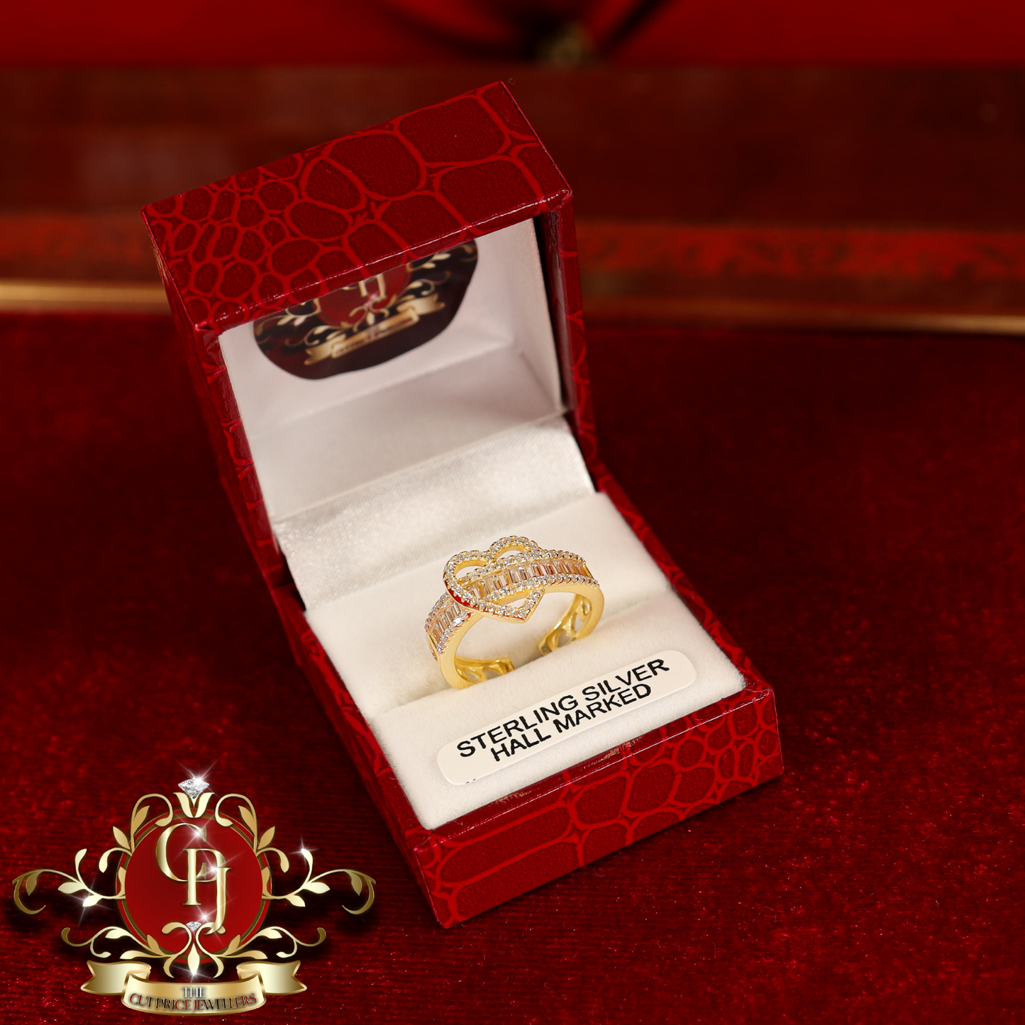 CHRISTMAS DROP NO.6: The "Sasha Heart" Ring (Gold-Plated with Cubic Zirconia) | The Cut Price Jewellers