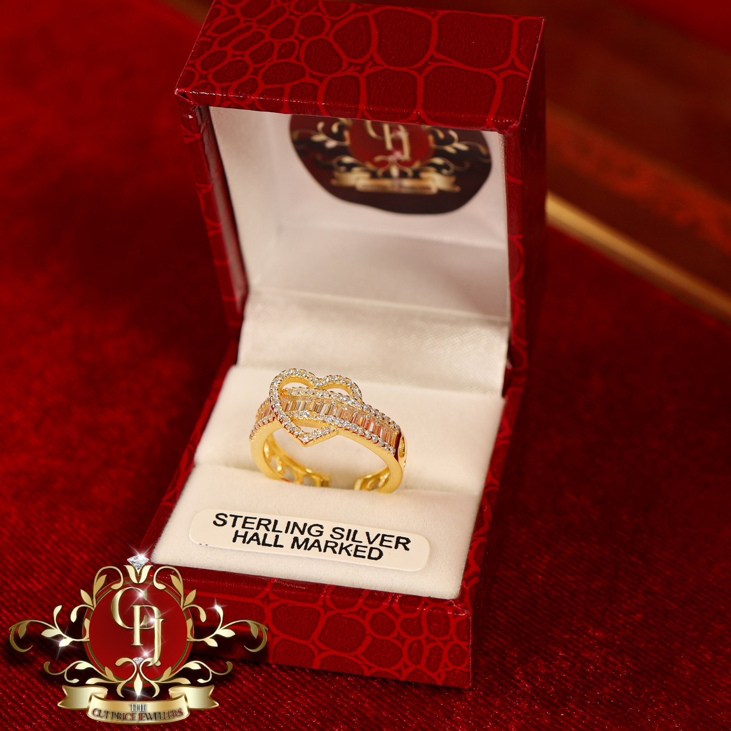 CHRISTMAS DROP NO.6: The "Sasha Heart" Ring (Gold-Plated with Cubic Zirconia) | The Cut Price Jewellers