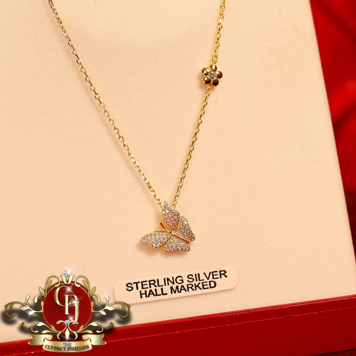 CHRISTMAS DROP NO.6: The "Sloan Butterfly" Chain (Gold-Plated with Cubic Zirconia) | The Cut Price Jewellers