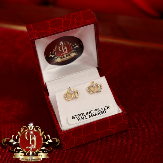 CHRISTMAS DROP NO.4: "Talia" Crown Studs (Gold-Plated with Cubic Zirconia) | The Cut Price Jewellers