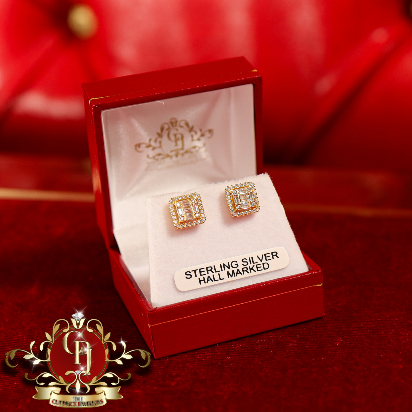 The "Zelda" Stud Earrings (Gold-Plated with Cubic Zirconia) | The Cut Price Jewellers