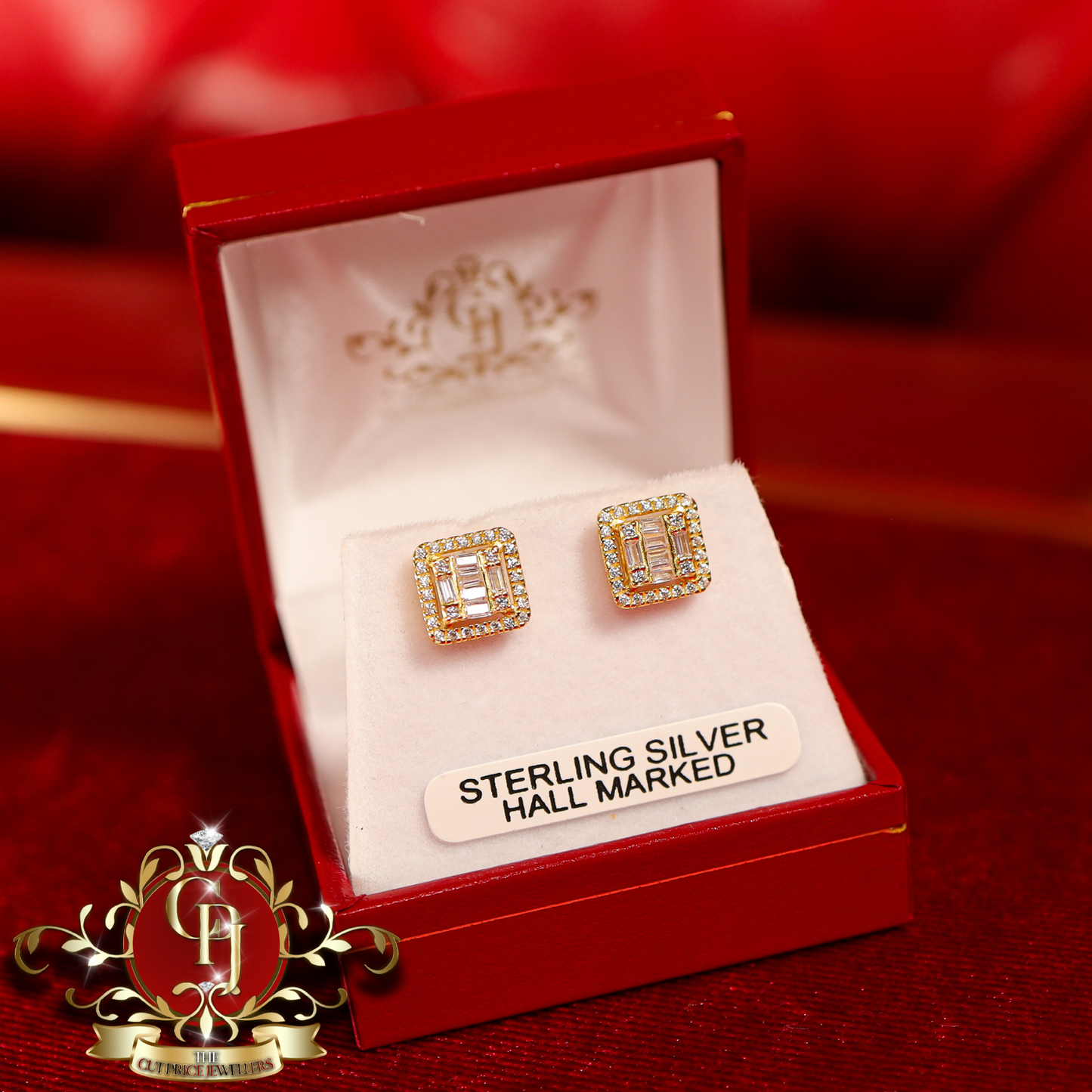 The "Zelda" Stud Earrings (Gold-Plated with Cubic Zirconia) | The Cut Price Jewellers