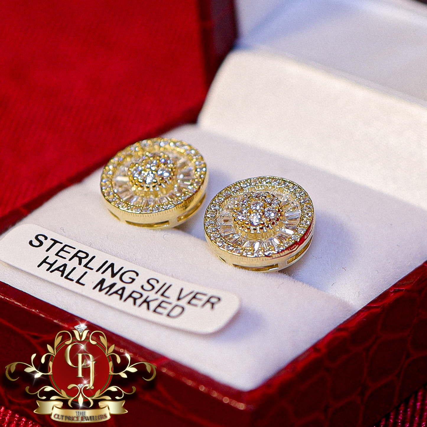 The "Kelsey" Studs (Gold-Plated Sterling Silver & Cubic Zirconia) | The Cut Price Jewellers