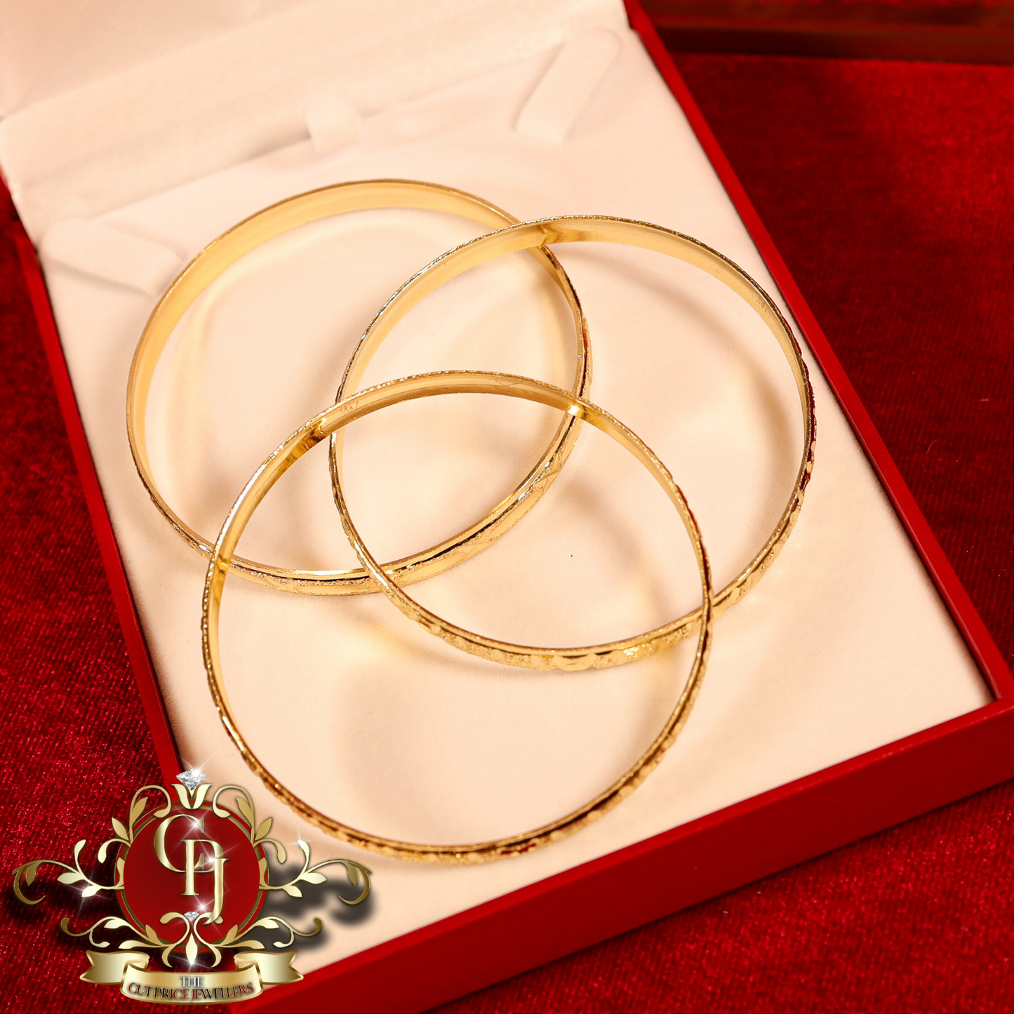 Gold Colour Set of 3 Bangles | The Cut Price Jewellers