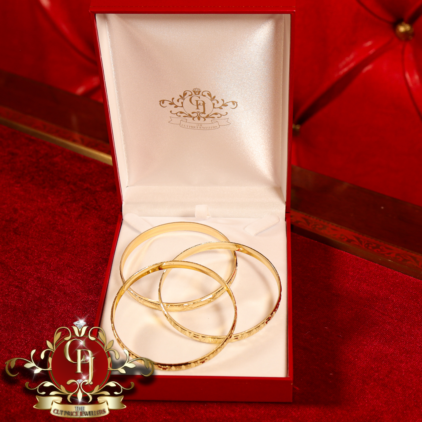 Gold Colour Set of 3 Bangles | The Cut Price Jewellers