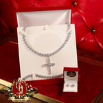 The "Halo" Tennis Set with Cross Cubic Zirconia