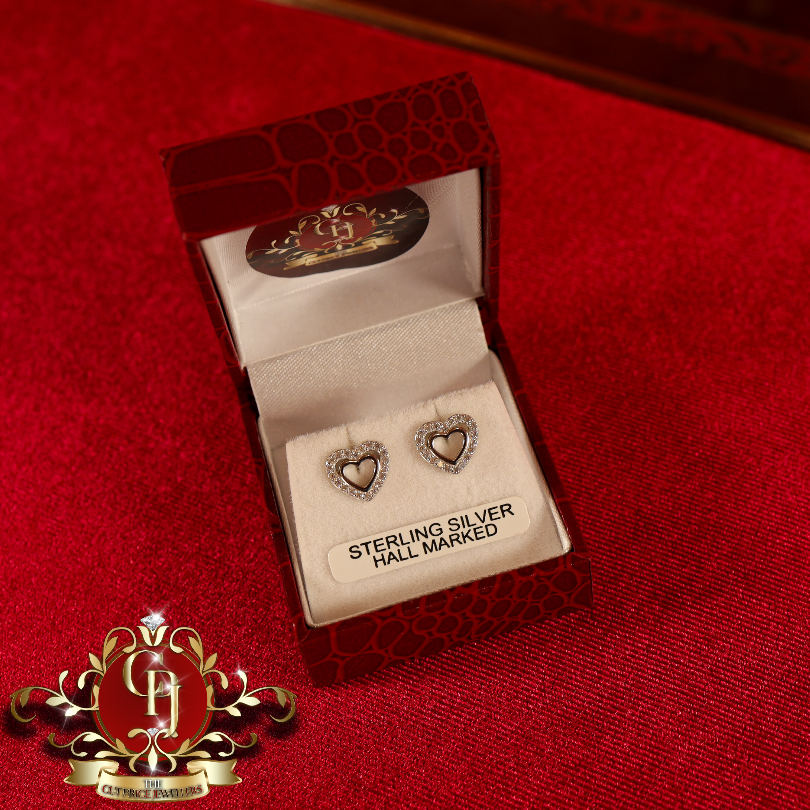 The Heart Studs (Sterling Silver & Cubic Zirconia)