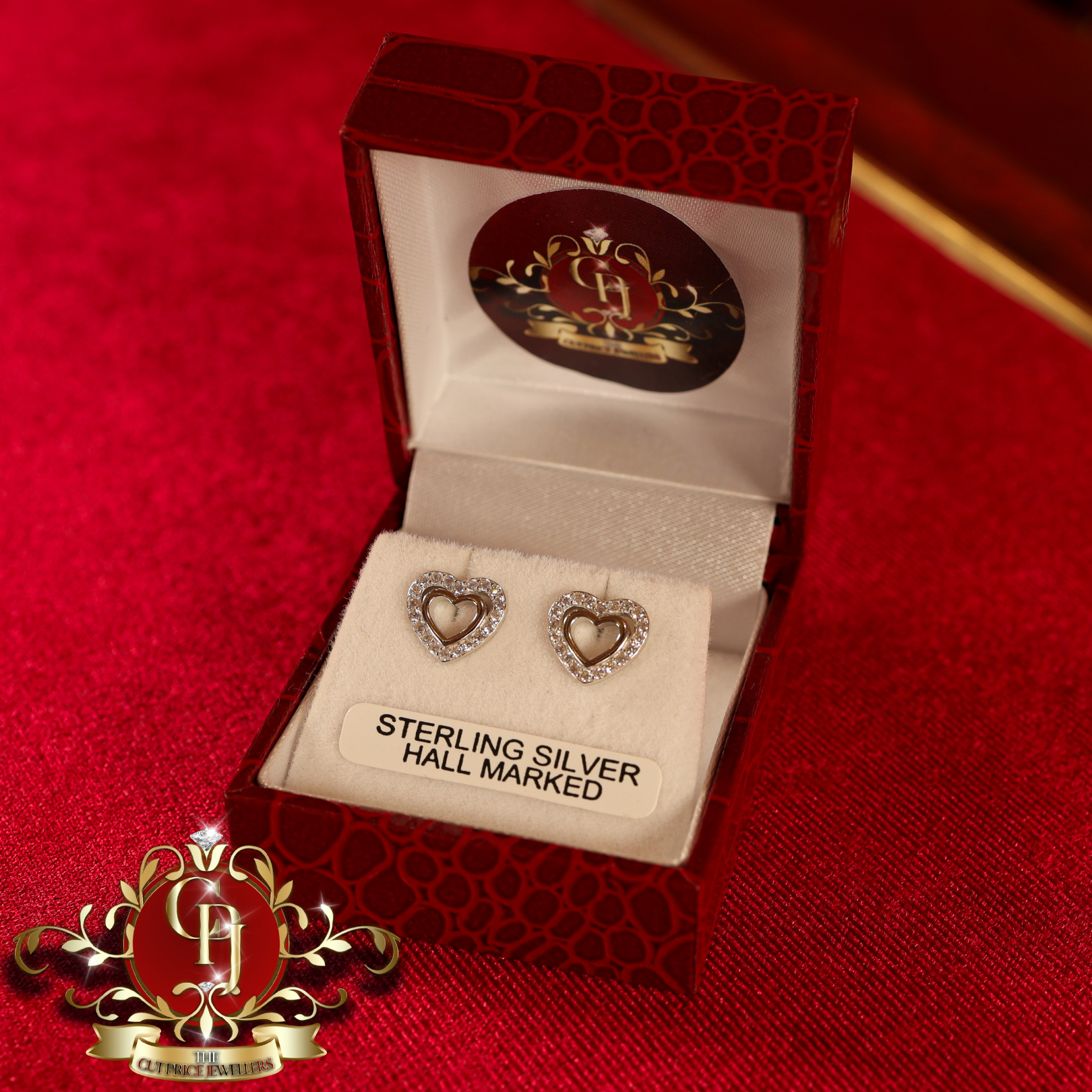 The Heart Studs (Sterling Silver & Cubic Zirconia)