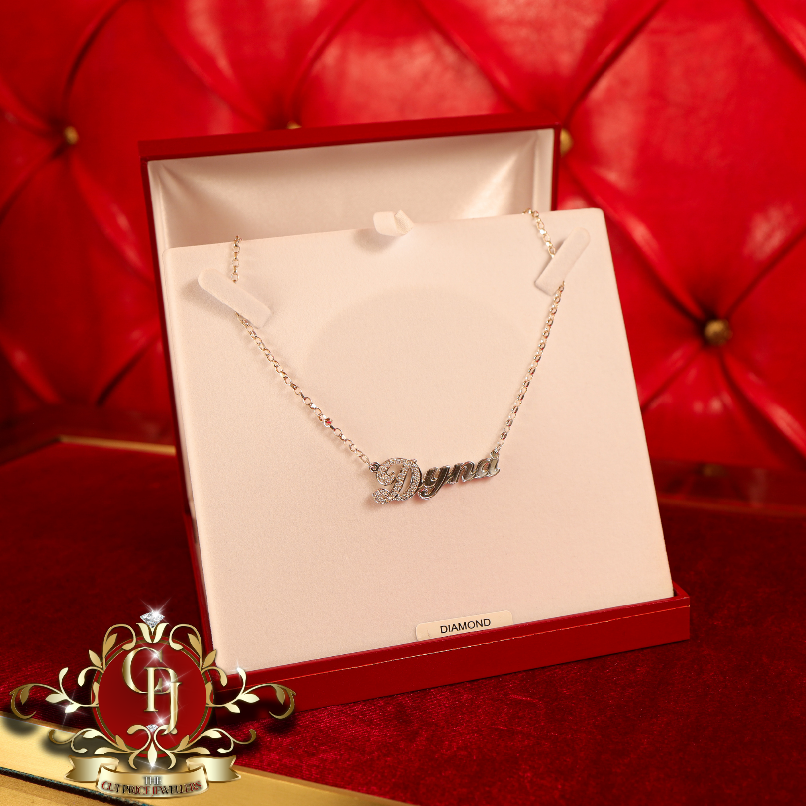 Handmade Sterling Silver Name Chain with Diamond 1st Letter