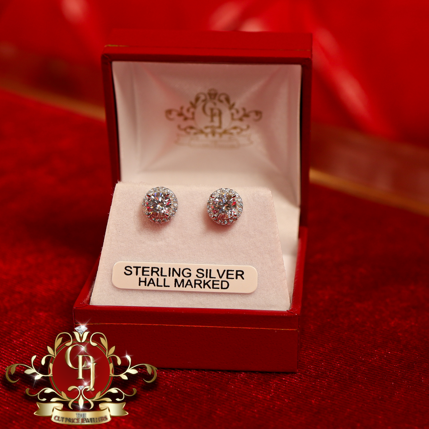 The "Angelina" Stud Earrings (Sterling Silver with Cubic Zirconia) | The Cut Price Jewellers