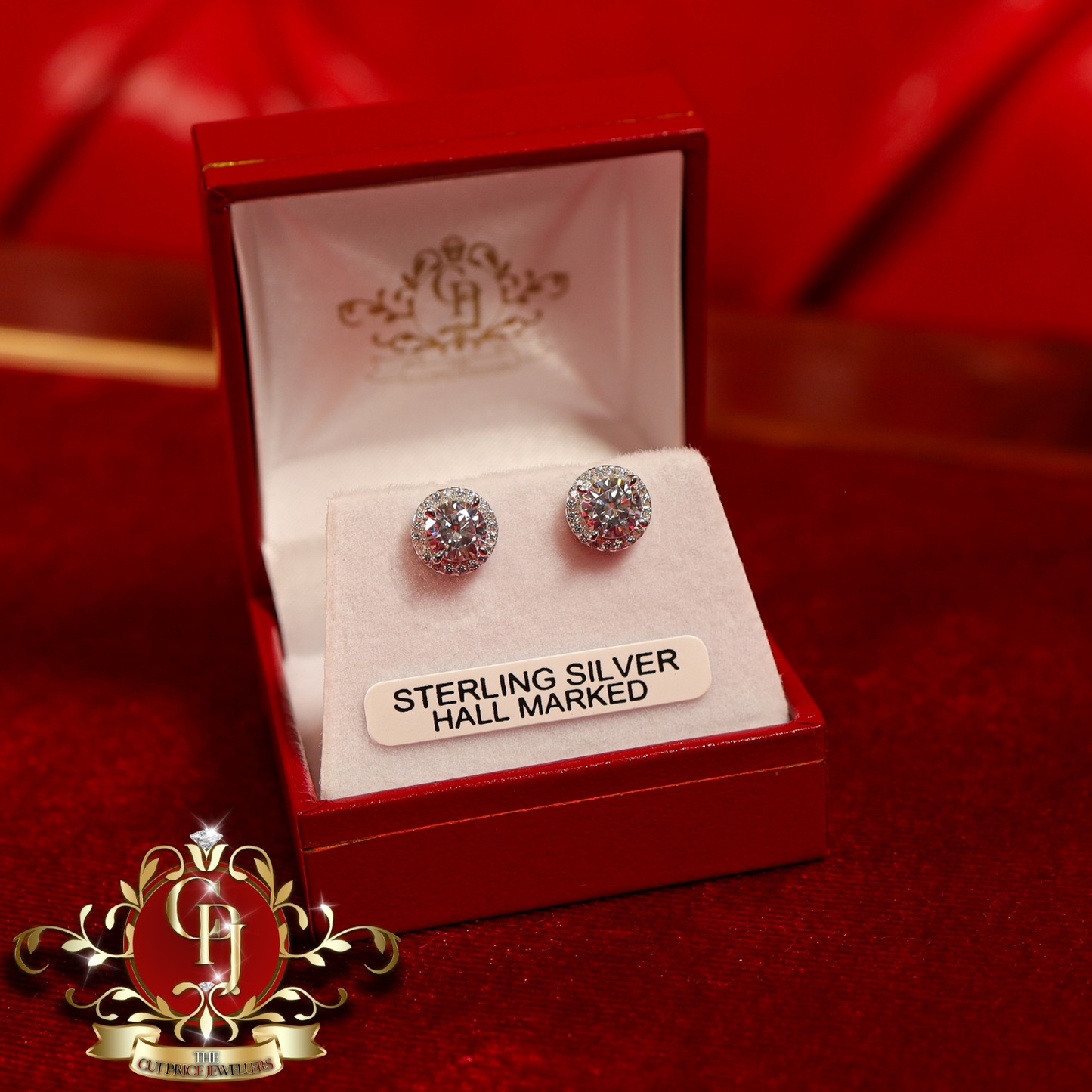 The "Angelina" Stud Earrings (Sterling Silver with Cubic Zirconia) | The Cut Price Jewellers