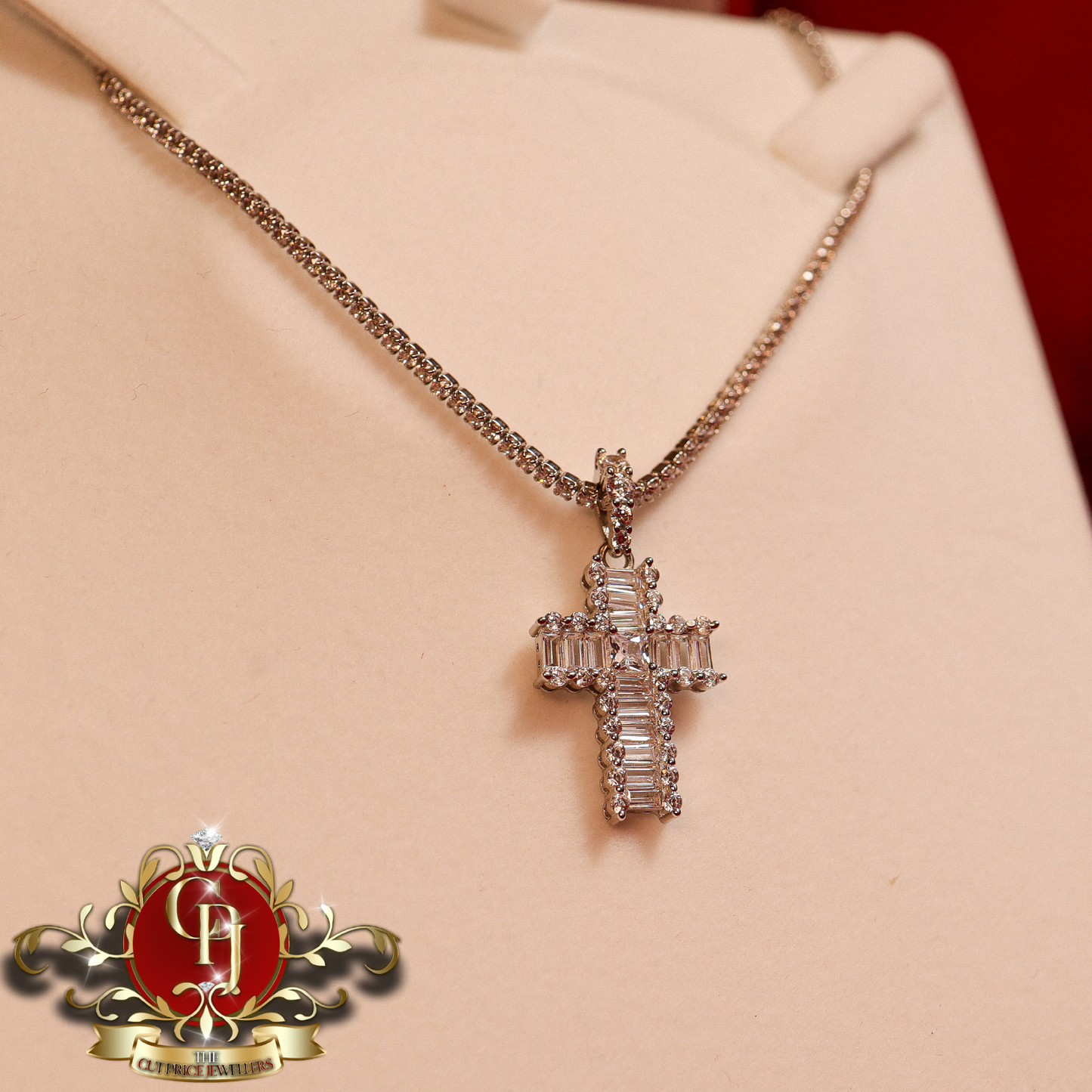 The "Athena" Cross & Tennis Chain | The Cut Price Jewellers