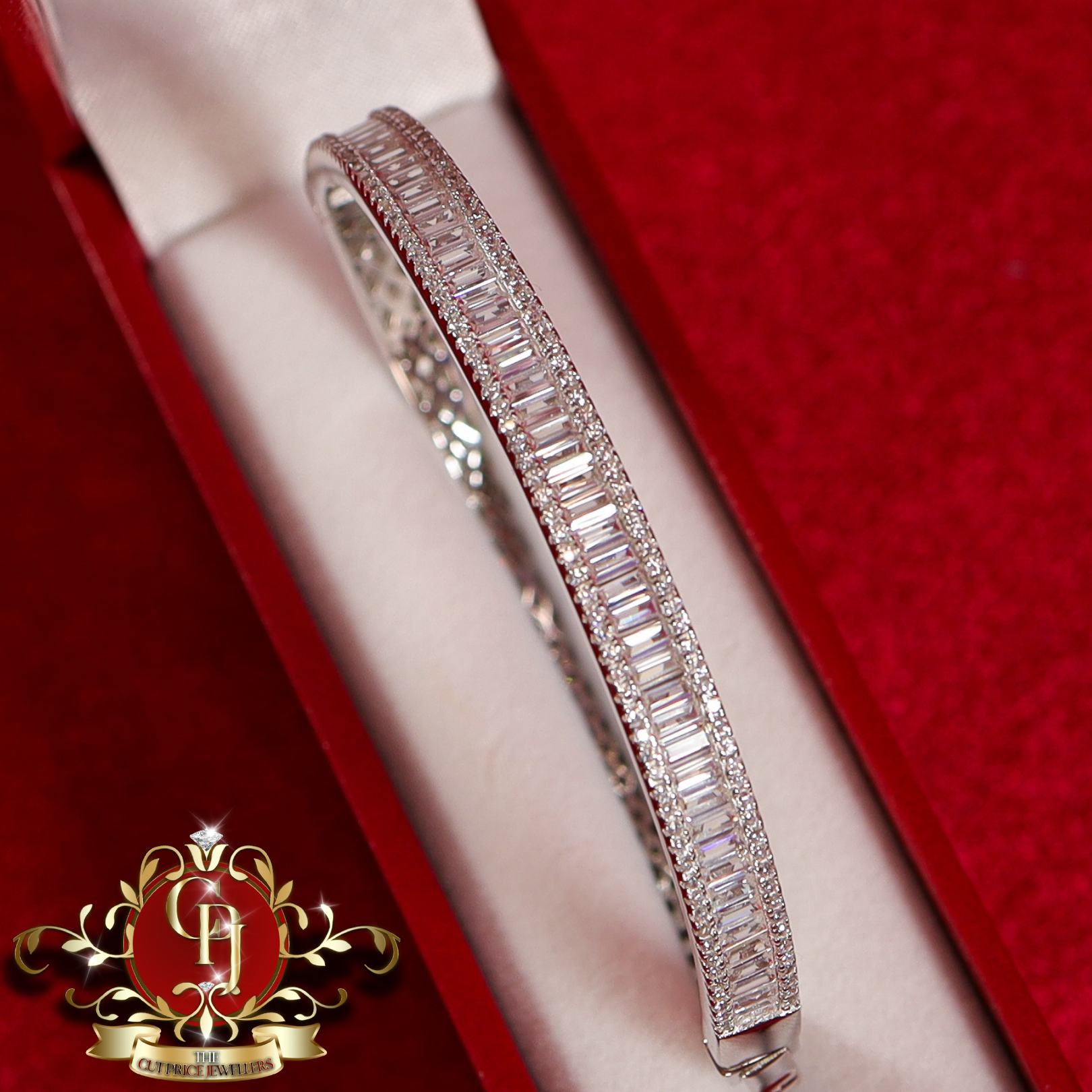 Sterling Silver Baguette Bangle