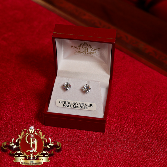 The Classic Stud Earrings (Sterling Silver with Cubic Zirconia) | The Cut Price Jewellers