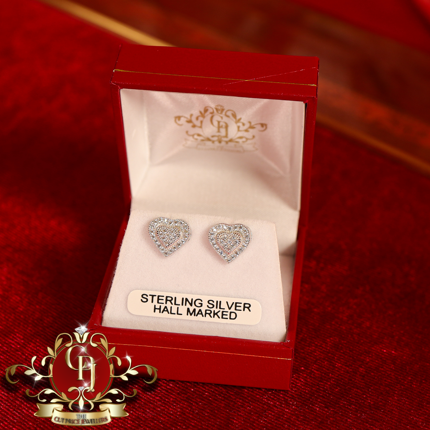 CHRISTMAS DROP NO.5: "Bianca" Heart Stud Earrings (Sterling Silver with Cubic Zirconia) | The Cut Price Jewellers