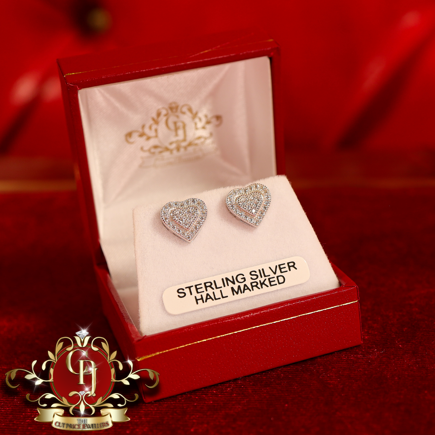 CHRISTMAS DROP NO.5: "Bianca" Heart Stud Earrings (Sterling Silver with Cubic Zirconia) | The Cut Price Jewellers