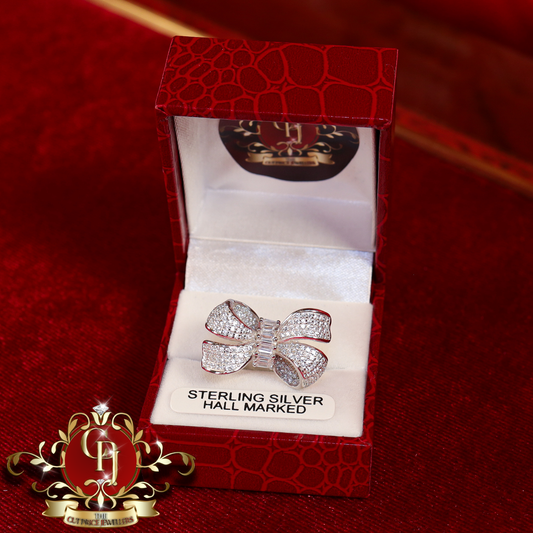 CHRISTMAS DROP NO.3: The "Blair" Bow Ring (Sterling Silver with Cubic Zirconia) | The Cut Price Jewellers