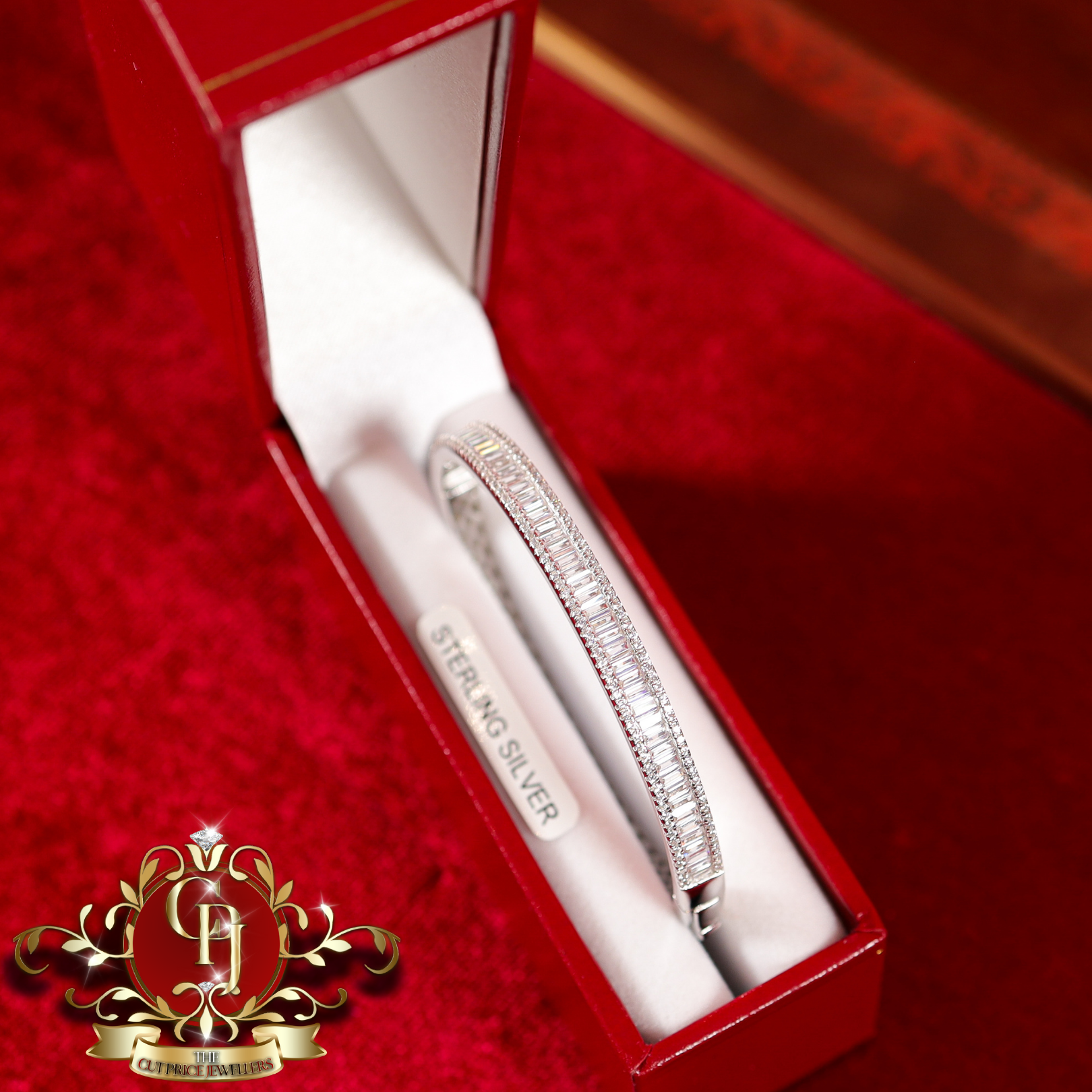 Sterling Silver Baguette Bangle