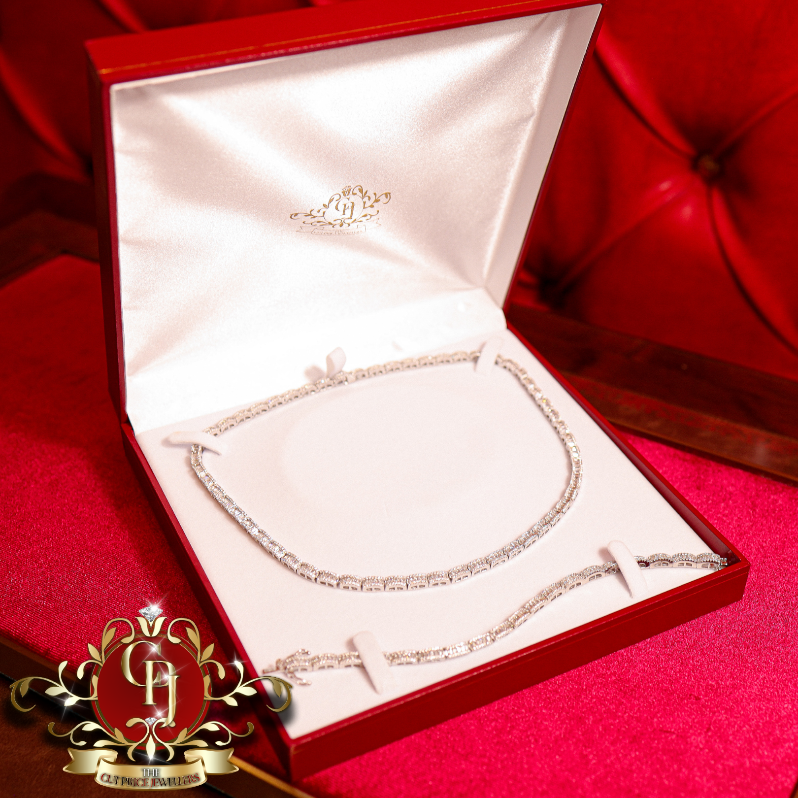 Tennis Chain & Bracelet Set in Sterling Silver with CZ