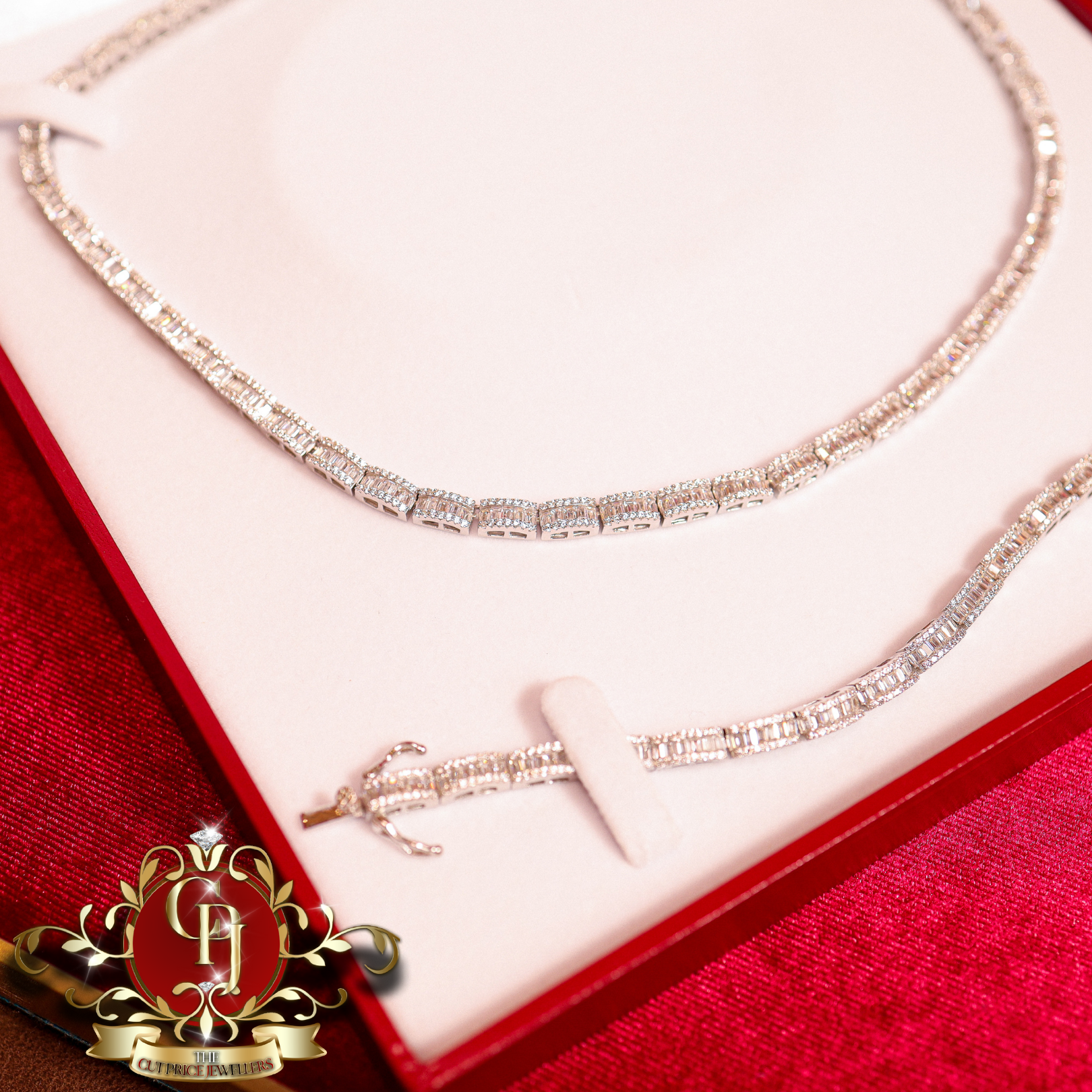 Tennis Chain & Bracelet Set in Sterling Silver with CZ