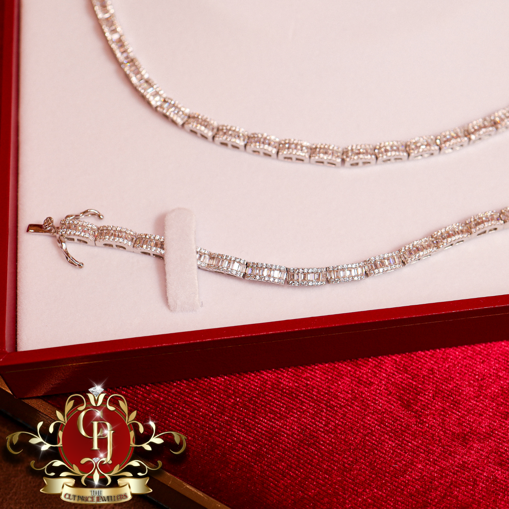 Tennis Chain & Bracelet Set in Sterling Silver with CZ