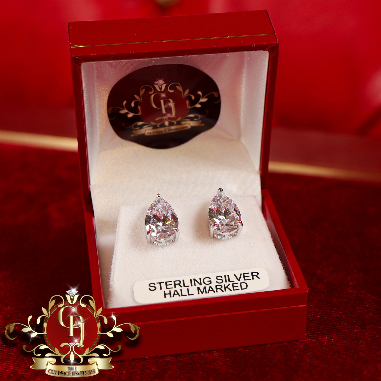 Cubic Zirconia Pear Drop Earrings