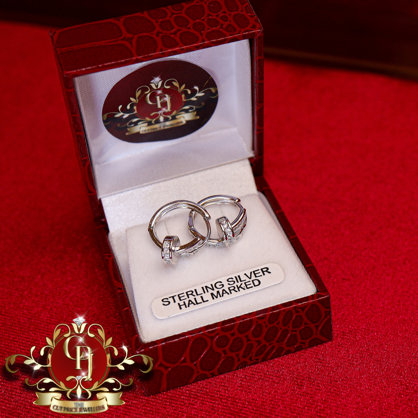 Sterling Silver Screw Earrings with Cubic Zirconia
