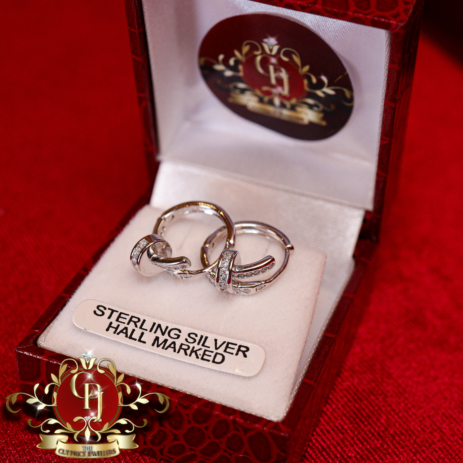 Sterling Silver Screw Earrings with Cubic Zirconia