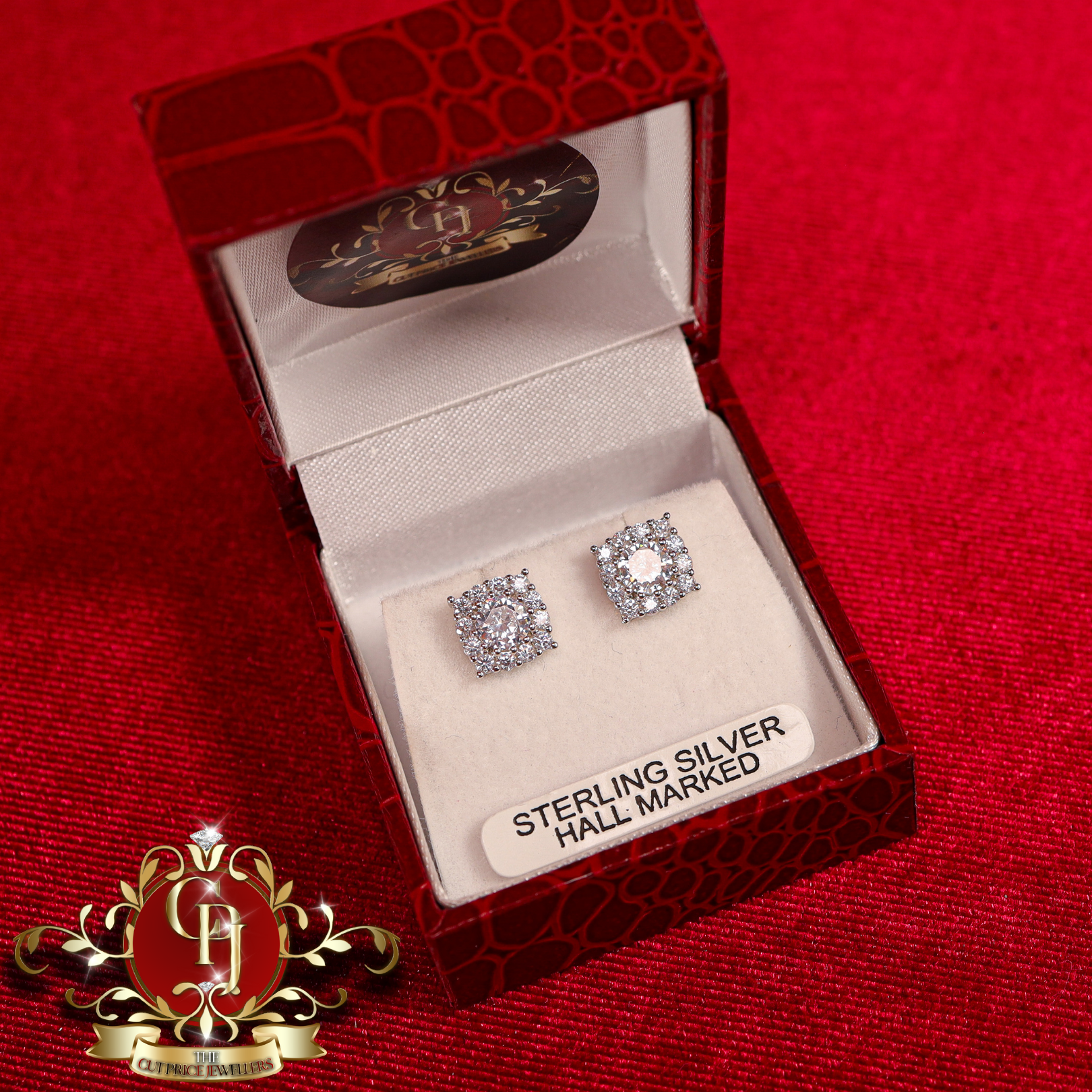 Sterling Silver Stud Earrings with Cubic Zirconia