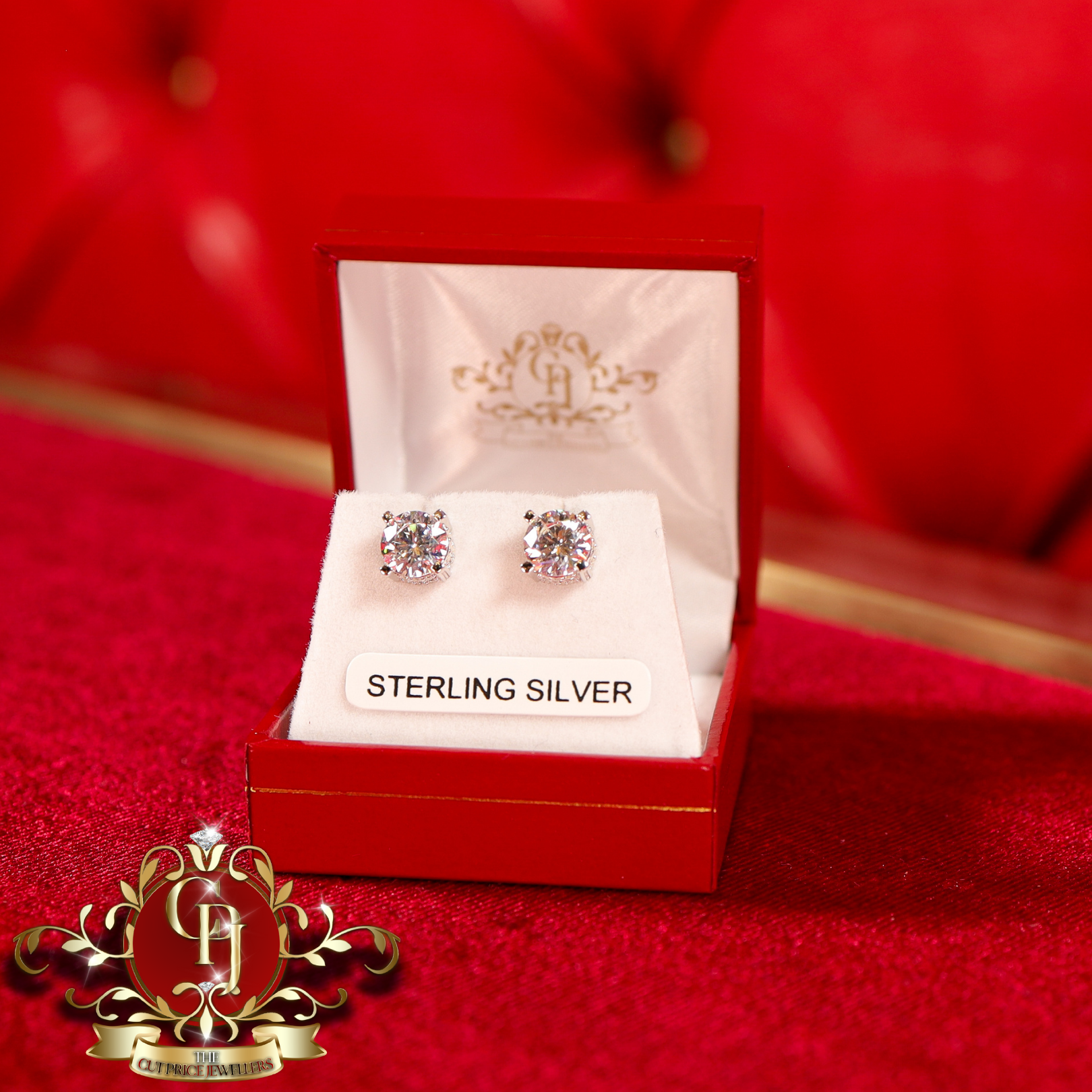 Sterling Silver with Cubic Zirconia Studs