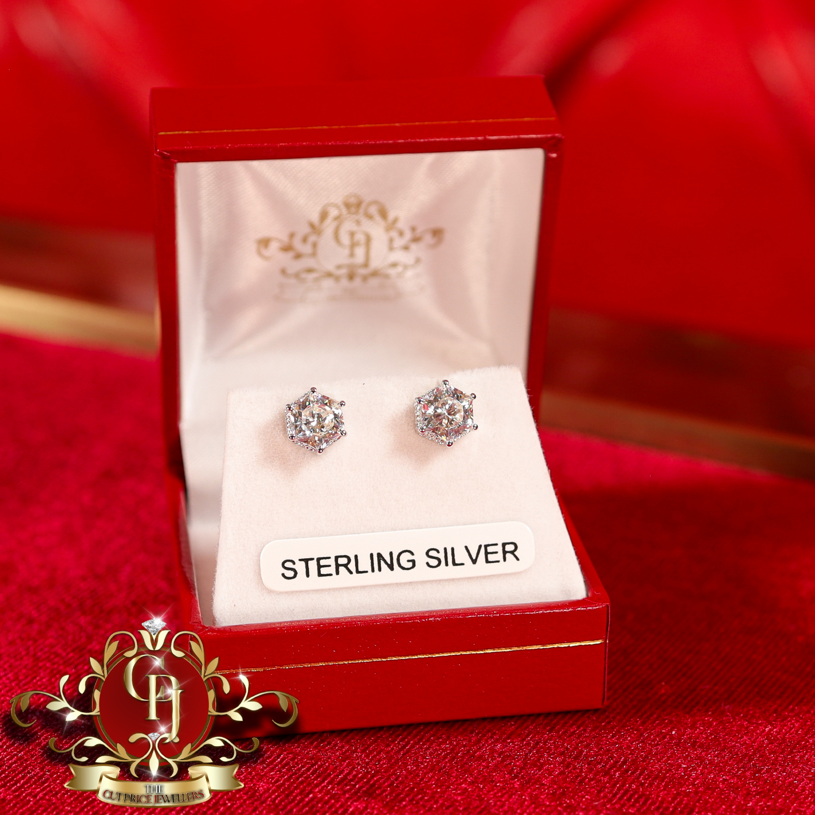 Sterling Silver with Cubic Zirconia Studs