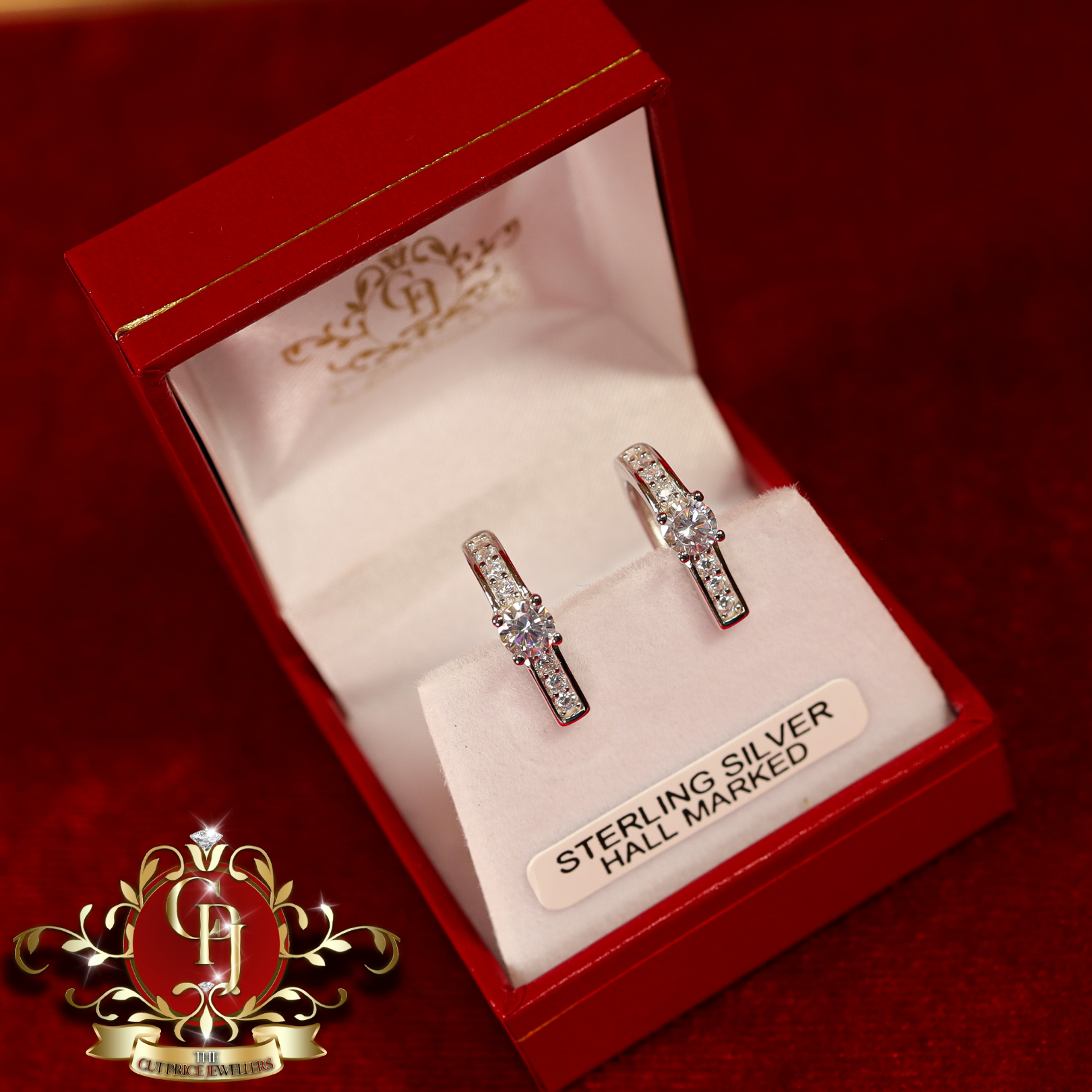 CHRISTMAS DROP Hoop Earrings (Sterling Silver with Cubic Zirconia)
