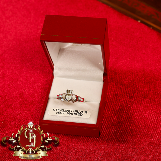 Sterling Silver Claddagh Ring with Opal Stone | The Cut Price Jewellers