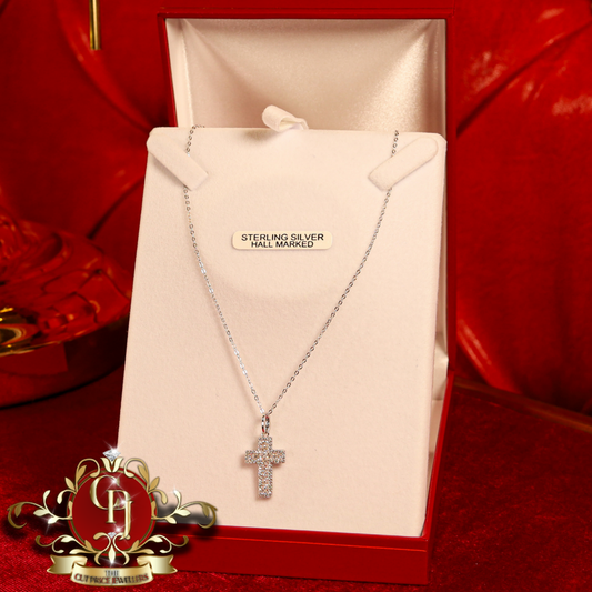 Sterling Silver Cross with Cubic Zirconia | The Cut Price Jewellers